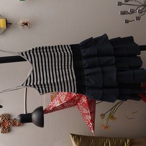 Cute summer dress with Jean ruffle skirt and striped tank